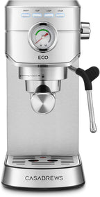 CASABREWS CM5418ECO Espresso Machine 20 Bar, PFAS-Free Espresso Maker with Steam Wand, Stainless Steel Coffee Machine with 34oz Removable Water Tank for Cappuccino, Small Latte Machine, Silver