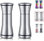 Kyraton Salt and Pepper Shakers, Stainless Steel Salt and Pepper Grinders Refillable Pepper Grinder, Pepper Mill, Salt Grinder, Salt Shaker, Salt Pepper Shaker Set of 2