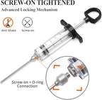 Tri-Sworker Plastic Meat Injector Kit for Smoker with 3 Flavor Food Syringe Needles, Ideal for Injecting Marinade into Turkey, Meat, Brisket; 1-OZ; Including Paper User Manual, Recipe E-Book (PDF)
