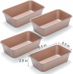 Elsjoy 4 Pack Non-Stick Loaf Pan, 9.5 x 5.5 Inch Champagne Bread Loaf Pans Carbon Steel Bread Tin Set for Baking, Metal Bakeware for Bread, Meatloaf, Cake