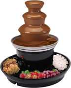 3 Tier Chocolate Fondue Fountain, 40W Stainless Steel Chocolate Fondue Fountain Machine Electirc Chocolate Fondue Set with Fruit Plate for Birthday Party Wedding Celebration