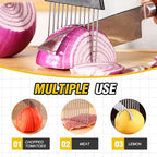 Onion Holder for Slicing, Stainless Steel Onion Slicing Rack, 2026 Upgraded Slicer, Lemon Slicer Vegetable Cutter, Home Kitchen Tools, Fruit, Lemon Slice Aids (Square-1pc)