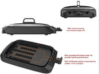 ADDIS Smokeless Indoor Electric Grill with Tempered Glass Lid and Drip Pan 1500W M-Shaped Heating Element and Non-Stick Coating, Stainless Steel