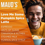 Maud's Pumpkin Spice Latte Flavored Coffee Pods, 36 ct, Medium Roast Flavored Coffee in Recyclable Single Serve Pods – 100% Arabica, Compatible with Keurig K Cups Maker
