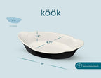Au Gratin Baking Dishes, by Kook, Mini Casserole Dish, Set of 6, for Banana Split, Oven and Microwave Safe, Dishwasher Safe, Ceramic Serving Dishes, Lasagna & Cobblers, Individual Serving, 12 oz (Black)