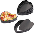 Mini Tart Pan Set of 6 Non-Stick 4 Inch Heart-shaped Quiche Pan with Removable Bottom Tart Pan for Pies, Quiche Bakeware, Muffin Molds, Cake Baking, Kitchen
