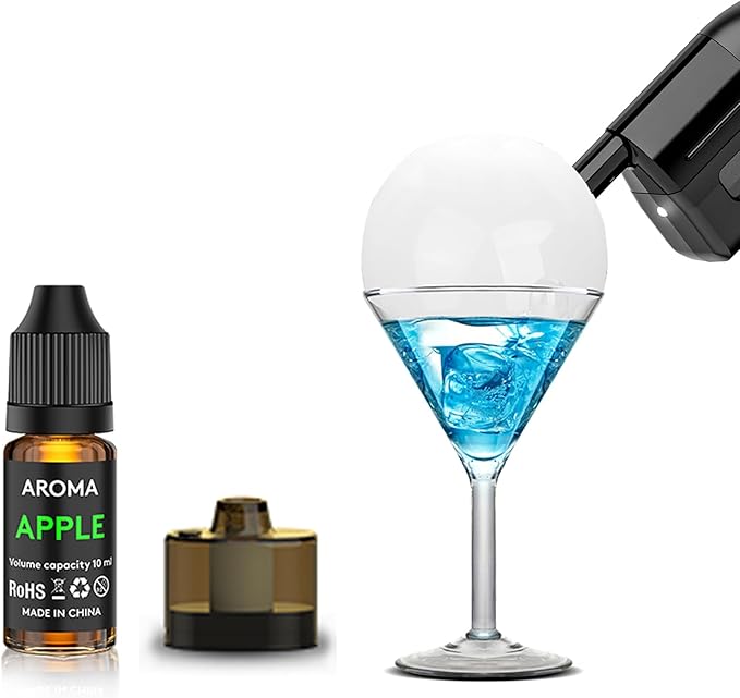 Cocktail Bubble Smoke Gun Accessories, 10ml, Includes 4 Contains, 4 Aromatic Flavor Oils, Apple Flavor