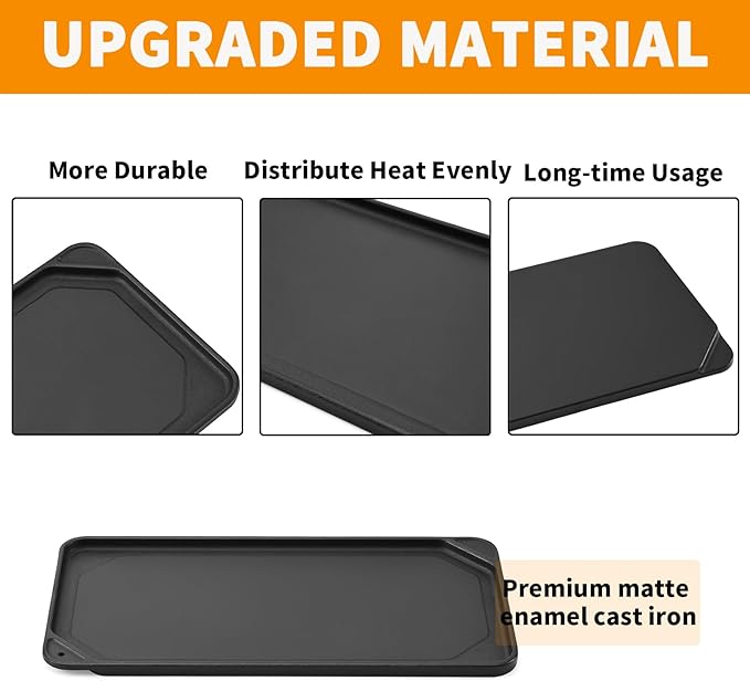 4396096RB Replacement Griddle for Whirlpool Stove Parts, W10297135 Cast Iron Plate for Maytag, Kitchenaid, Jenn Air, Amana, Gourmet Gas Range Cooktop Parts Burner Pan 1 Pcs