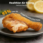 AIRMSEN Potable Glass Air Fryer Non-Toxic, 4.8QT & 1.3QT, 4 Presets & Manual Control, 140–450℉ Precise Heat, 95% Less Oil, Auto-Pause & Resume, Microwave & Dishwasher Safe