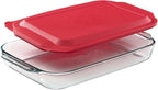 Pyrex Basics 3 QT Glass Baking Dish With Plastic Lid, Casserole Dish, Glass Food Container, Oven, Freezer And Microwave Safe, Clear Container