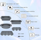 7in1 Silicone Bakeware Baking Set, Kitchen Bake Pans Molds Tray for Oven with BPA Free Round/Square Cake Pan, Loaf Pan, Muffin Pan for Bread Pizza Cheesecake Cupcake Pie Desserts