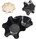 Tortilla Pan Set - 4pcs Non-Stick Carbon Steel Taco Salad Bowl Makers Tortilla Shell Pans, Tostada Bake Taco Shells, Flower-shaped Baking Mold Kitchen(Black 4pcs) (16.5x 7.5x 6cm)