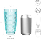 CREATIVELAND Highball Beverage Glasses Set of 6 TURQUOISE Colored Thick & Heavy Base Big Capacity 14.87oz|440ml, Drinking Glass Tumbler for Iced Tea, Water, Soda & Juice and Cocktails etc