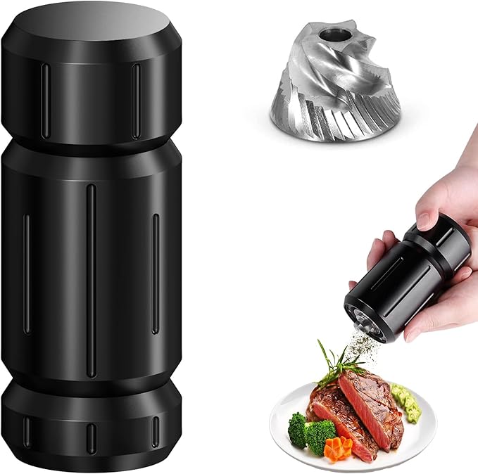 Luvan Pepper Grinder With Magnetic Bottom, Heavy Duty High Output Aluminum Manual Pepper Mill, Adjustable Coarseness Stainless Steel Burrs, Refillable Spice Grinder for Home Kitchen Restaurant