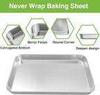 Stainless Steel Baking Pan, Large Cookie Sheet Set for Toaster Oven Tray Pans by Umite Chef, Superior Mirror Finish, Easy Clean, Dishwasher Safe, 12 x 10 x 1 inch, 3 Piece/set