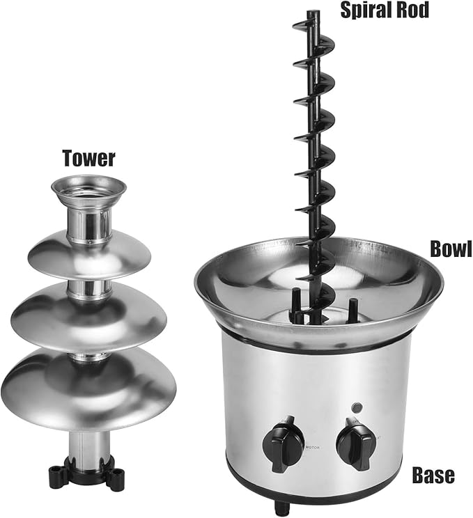 4 Layer Chocolate Fountain, 4 Layer Durable Rotating Practical Stainless Steel Electric Chocolate Fountain Machine, Elegant for Resturant Home Party(#1)