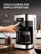 SHARDOR 10-Cup Programmable Coffee Maker, Regular & Strong Brew Drip Coffee Machine for Home and Office, Auto Shut Off, Permanent Filter, Silver
