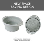Dexas 10" Collapsible Silicone Colander in Sage, Kitchen Strainer with Handles, 15.1 Cup Capacity | BPA-Free, Heat-Resistant, Space-Saving Kitchen Tool