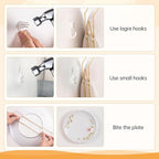 Bilillo 14 pcs Plate Hangers for The Wall, 4/6/8/10/12 Inch Invisible Plates Hangers, Stainless Steel Plate Wall Holders for Display Various Sizes with Hooks for Decorative