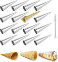 large Cream Horn Molds 5-inch, 16 PCS Cream Horns Pastry Molds with Cleaning Brush Croissant Baking Forms for Baking Croissants Bead, Chocolate Croissant, Brioche Rolls, Party Dessert