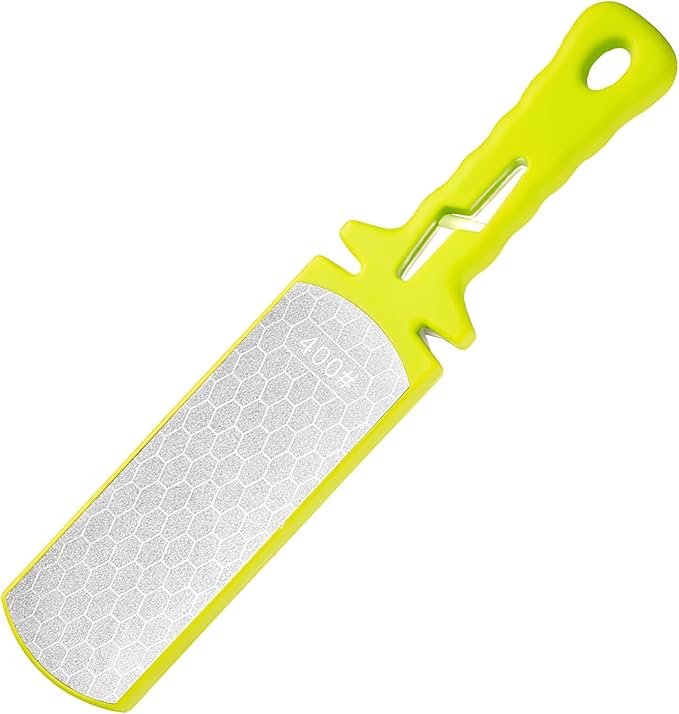 Diamond Sharpening Stone,400/1000 Grit Handheld Double-Sided Diamond Sharpener 5 in 1 Honeycomb Surface Knife Sharpener Plate Whetstone with Ceramic & Tungsten Steel Scissor Slot,Green