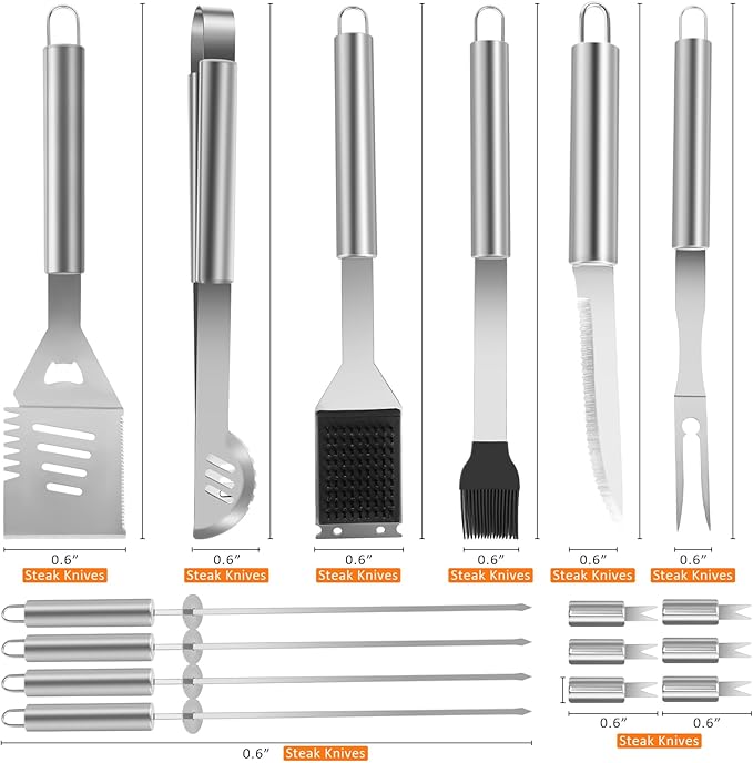 18-Piece BBQ Grill Accessories Set | Ultimate Grilling Tools for Men - Heavy Duty Stainless Steel BBQ Utensils Kit with Aluminum Case & Grill Brush for Dad (18pcs)