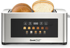 Geek Chef Toaster 4 Slice, 1.5" Touch Screen Extra Wide Slots for Bagels & Waffles, 6 Browning Levels, Timer, Reheat, Defrost, Cancel Function, Auto Shut-Off, Removable Crumb Tray, Stainless Steel