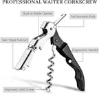 HYZ 2-Pack Wine Opener Waiter Corkscrew, Professional Wine Key for Servers, Bartender, with Foil Cutter, Manual Wine Bottle Opener Double Hinged (Black)