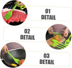 TOYANDONA 5pcs Silicone Baking Utensil Set Non-stick Kitchen Cooking Tools Heat Resistant Green Household Kitchenware with Stainless Steel Handles for Mixing and Scraping