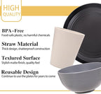 Rubtlamp Wheat Straw Dinnerware Sets, 16PCS Plastic Dinnerware Set for 4, Wheat Straw Plates and Bowls Sets, Unbreakable Dinnerware Plastic Microwave Safe Dishes Set for Kitchen&Camping