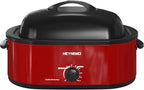 20 Quart Roaster Oven，Electric Turkey Roaster Oven with Defrost & Warm Function, Adjustable Temperature, Removable Pan & Rack, Stainless Steel, Red