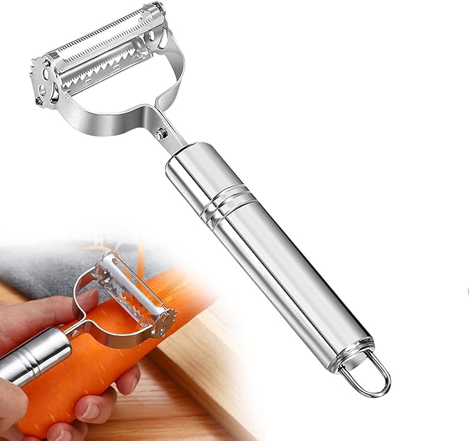 3-in-1 Vegetable Peeler with Julienne Slicer & Potato Eye Remover | Ultra Sharp Stainless Steel Blade | Ergonomic Anti-Slip Handle | Heavy Duty Kitchen Peeler