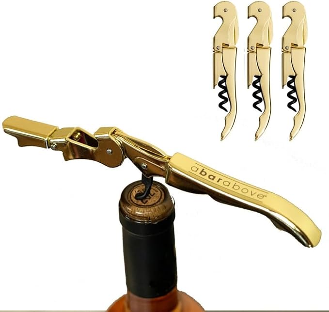 A Bar Above Manual Wine Bottle Opener and Corkscrew Wine Key with Foil Cutter and Bottle Cap Remover, Professional Waiters Corkscrew for Servers, Bartenders, and Home Use