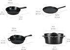 Amazon Basics Pre-Seasoned Cast Iron 5-Piece Cookware Set, Oven Safe, Cooks Evenly, 14.17 x 12.2 x 10.63 in, Black