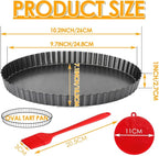 Tart Pan 10 Inch Oval Quiche Pan, Carbon Steel Pie Pans with Oil&Dish Brush Non-Stick Quiche Tart Pan with Removable Bottom for Tarts, Pies, Mousse Cakes and Desserts