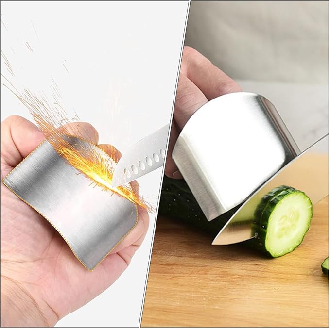 8pcs Stainless Steel Finger Protector Set for Kitchen Cutting and Chopping, Vegetable Cutter Finger Guards, Food Safety Hand Shield Tools for Cooking and Food Preparation