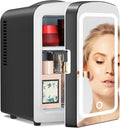Antarctic Star 4L Makeup Mini Refrigerator With Mirror for Bedroom, Car, Office & Dorm, Portable Small Cooler for Cosmetics, Skin Care, Black