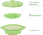 Microwave Steamer Cooker Collapsible Bowl Silicone Cookware Baked Potato with Handle Lid for Vegetables Fish Prep Meal Food with Removable Rack BPA Free Easy to Store Freezer Dishwasher Safe Green