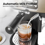 Electactic 20 Bar Professional Compact Espresso Cappuccino Machine with Auto Milk Frother, Stainless Steel Coffee Maker for Cappuccino, Latte