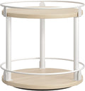 YATINEY Lazy Susan Organizer, Rotating Spice Rack, 2 Tier Spice Turntable Organizer, Industrial Turntable Spice Holder, for Kitchen Countertop, Compact and Versatile, White and Light Oak SR22WG