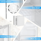 Antarctic Star Mini Fridge Compact Refrigerator with Freezer, Single Reversible Door, Dorm Fridge, Wire Shelf, Defrost Button, for Bedroom, Office, Garage, 1.7 Cu. Ft, White