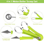 14 Pack Melon Baller Scoop Set - 4 in 1 Stainless Steel Fruit Tool Set Fruit Scooper Seed Remover with Fruit Vegetable Cutter Shapes Set Fruit Peeler for Fruit Slicer Dig Pulp Separator