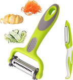 3 in 1 Vegetable Peelers for Kitchen – I & Y Peelers for Potatoes, Carrots, Apples, Cucumbers – Julienne, Slicer & Straight Blades – Sharp Stainless Steel, Non-Slip Handle