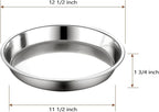 Vankey 12in Deep Dish Drip Pan, Stainless Steel Pizza Pan Fits For Kamado Joe, Roast Pan For Big Size Green Egg & Acorn & Weber Grills & Smokers