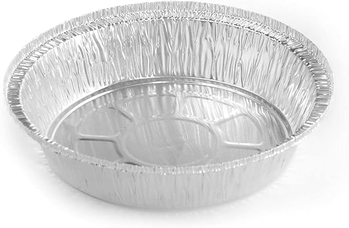 Mr Miracle Pack of 50 Disposable Aluminum Foil Pans –9 Inch Circular Aluminum Pans, Ideal for Baking, Storing, Heating, Serving, BBQ - Round Foil Pans