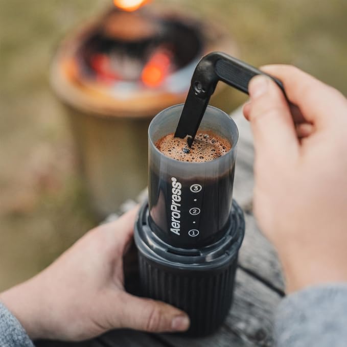 AeroPress Go, Extra Small Portable Coffee Maker Kit, Travel, Hiking & Camping, All-in-One French Press, Pour-Over & Espresso Style Manual Brewer, 2 Min Brew Makes a Less Bitter, More Flavorful Cup