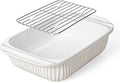 Artena Baking Dish 2.3 Quarts, Casserole Dishes For Oven, Baking Pan With Handles, Lasagna Pan Deep, Large Casserole Dish, Rectangular Ceramic Bakeware, White (Baking Dish With Rack)