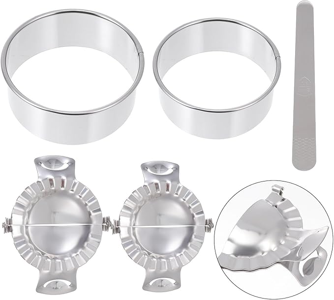 Stainless Steel Dumpling Tool Set with Skin Cutters and Filling Spoon, 5pcs Mold Kit for Homemade Dumpling Making, Kitchen Gadget for Household Cooking
