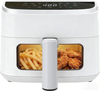 Simple Deluxe 8-in-1 Air Fryer 4 Qt, Digital Preset Airfryer with Visible Window, Nonstick and Dishwasher-Safe Basket for Chips, Bake, Wings, 60-Min Timer, 1500W, White