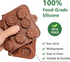 6 Pack Chocolate Molds Candy Molds Silicone, Food-Grade Non-Stick Jelly Mold, Crayon Mold, Silicone Baking Mold BPA-Free, including Flower, Heart, Star, Round, Square, and Swirl